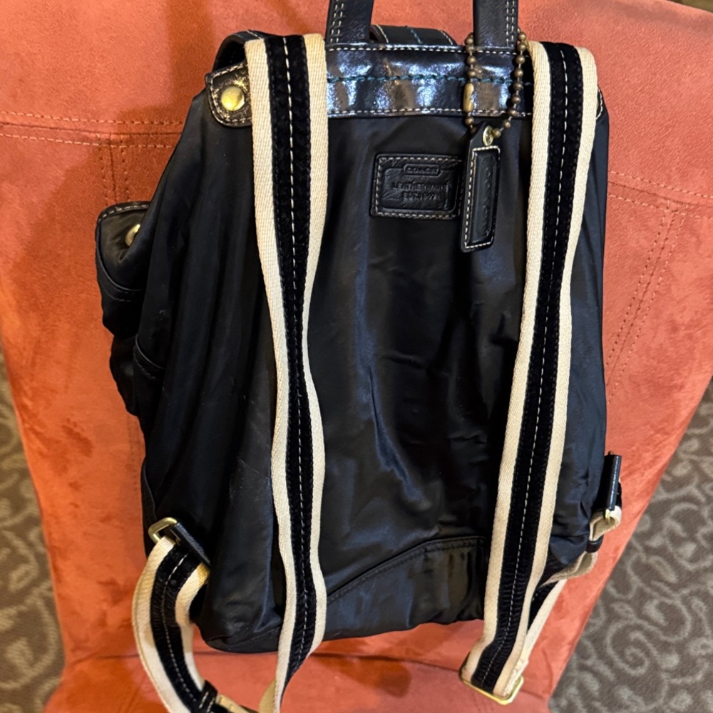 Coach Black Nylon Backpack with Gold Accents - Picture 4 of 4